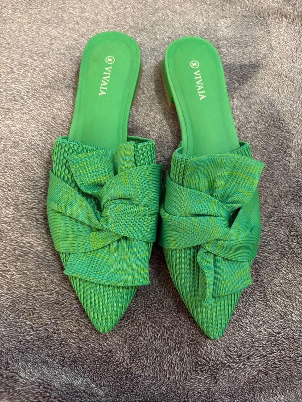 VIVAIA Bright Green Yaffa Pointed-Toe Knot Mules - EU 39 US sz 8 - Picture 2 of 11